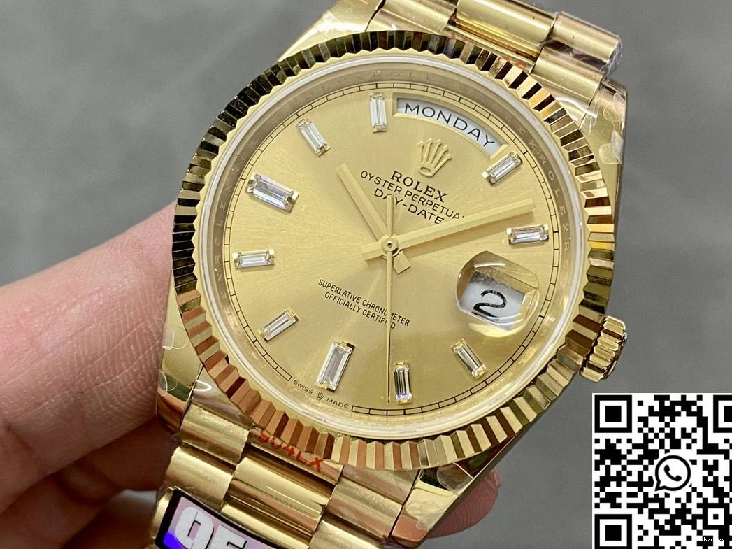 M228238-0005 Steel Rolex Day Dial Date Factory Diamond v5 Tungsten QF Hourmarker Gold 0208
